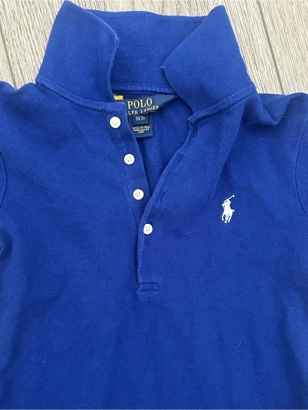 Polo Ralph Lauren Girls Royal Blue Stretch Mesh Dropwaist Polo Dress- Size 7 - Picture 2 of 2